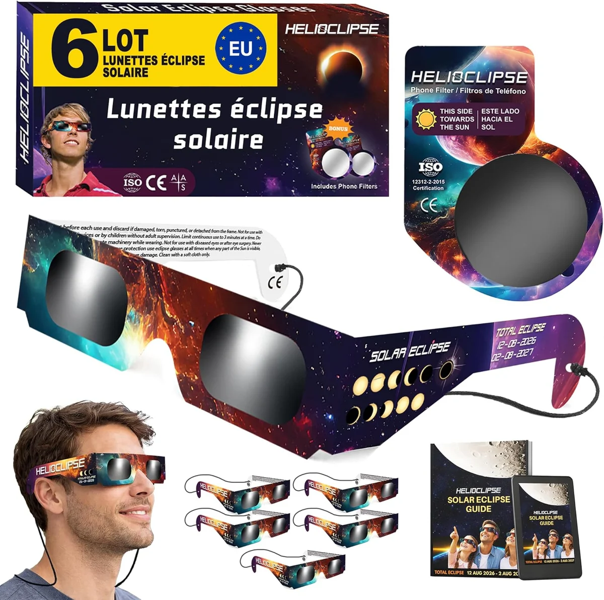 Helioclipse Lunettes éclipse lot de 6